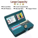 RFID Blocking Leather Wallet for Women - Large Capacity