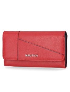 Nautica Slim RFID Credit Card Holder Wallet in Red