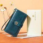 RFID Blocking Leather Wallet for Women - Large Capacity