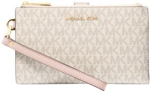 Michael Kors Double Zip Wristlet, Vanilla/Pink