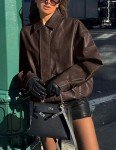Trendy Oversized Faux Leather Motorcycle Jacket
