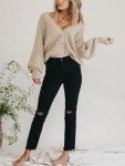 PrettyGarden Women's Chunky Knit Button Cardigan - Apricot