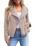 AUTOMET Women’s Cropped Faux Leather Jacket - Apricot