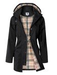 SaphiRose Women's Hooded Rain Jacket - Black