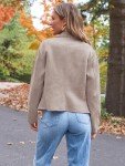 AUTOMET Women’s Cropped Faux Leather Jacket - Apricot