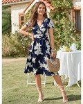 OUGES Women's Floral Summer V-Neck Dress with Pockets