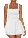 Kaximil Women's Ruffle Hem Square Neck Mini Dress