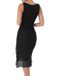 Chic Ruched Bodycon Midi Dress in Black