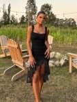 Chic Ruched Bodycon Midi Dress in Black