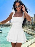 Kaximil Women's Ruffle Hem Square Neck Mini Dress