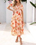 Floral Puff Sleeve Square Neck Maxi Dress