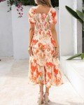 Floral Puff Sleeve Square Neck Maxi Dress