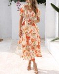 Floral Puff Sleeve Square Neck Maxi Dress