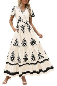 PrettyGarden Women’s Summer V-Neck Boho Maxi Dress