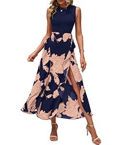 Boho Floral Ruffle Midi Dress for Women