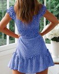 YOBECHO Women's Sweetheart Neck Ruffle Sleeve Mini Dress