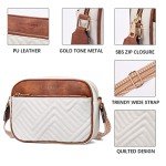 BOSTANTEN Vegan Leather Quilted Crossbody Bag - Beige/Brown