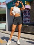 High-Waisted Athletic Shorts with Pockets - Black