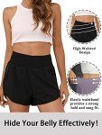 High-Waisted Athletic Shorts with Pockets - Black