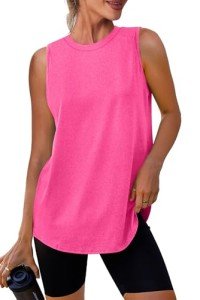 Pink Sleeveless Workout Tops for Women - Size M
