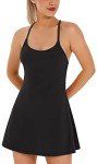 Womens Black Tennis Dress with Built-in Bra & Pockets