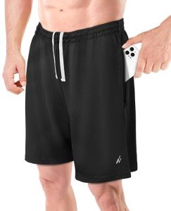 Lightweight Men's Athletic Shorts with Pockets - Black
