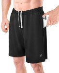 Lightweight Men's Athletic Shorts with Pockets - Black