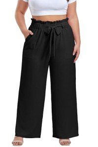 OLRIK Women's Plus Size Wide Leg Pants - Black