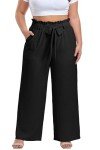 OLRIK Women's Plus Size Wide Leg Pants - Black