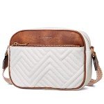 BOSTANTEN Vegan Leather Quilted Crossbody Bag - Beige/Brown