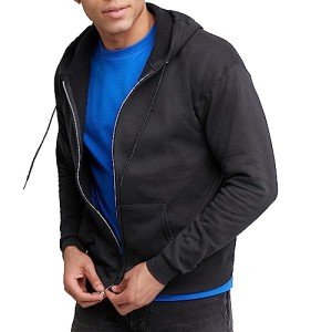 Hanes Eco-Smart Full-Zip Hoodie for Men, Black
