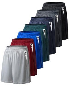 7 Pack Men's Athletic Basketball Shorts with Pockets