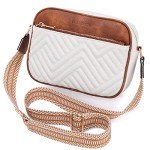 BOSTANTEN Vegan Leather Quilted Crossbody Bag - Beige/Brown