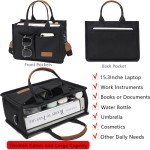 Large Canvas Tote Bag with Pockets for Women