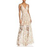 Embellished Floral Plunging Gown for Women