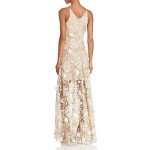 Embellished Floral Plunging Gown for Women