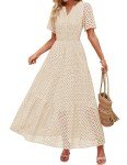 ZESICA Women's Summer V-Neck Maxi Dress, Apricot