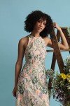Maggy London Embroidered Halter Midi Dress