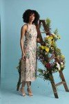 Maggy London Embroidered Halter Midi Dress