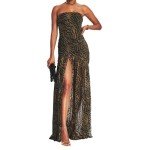 Brown Tiger Stripe Strapless Maxi Dress for Women