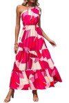 PrettyGarden Women's One-Shoulder Floral Maxi Dress