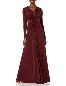 Halston Women's Baylee Merlot Halter Gown