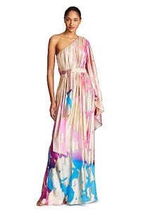 Halston Women's Fuchsia Color Block Coupe Gown