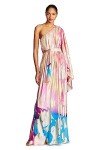 Halston Women's Fuchsia Color Block Coupe Gown
