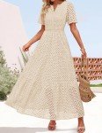 ZESICA Women's Summer V-Neck Maxi Dress, Apricot