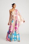 Halston Women's Fuchsia Color Block Coupe Gown