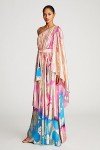 Halston Women's Fuchsia Color Block Coupe Gown