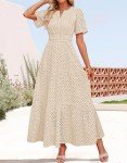 ZESICA Women's Summer V-Neck Maxi Dress, Apricot