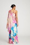 Halston Women's Fuchsia Color Block Coupe Gown