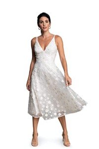 Elisa Sleeveless Plunge Neck Midi Dress - Ivory